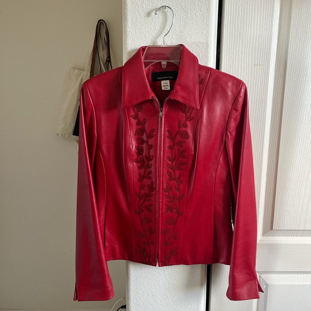 Jones New York Red Leather Jacket